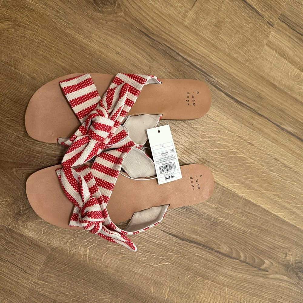 Red & White Striped Sandals